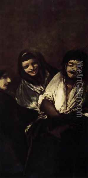 Two Women and a Man 2 Oil Painting - Francisco De Goya y Lucientes