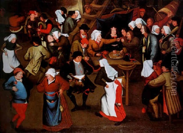 La Danse Durant Les Noces Dans Un Interieur Oil Painting - Pieter Brueghel III