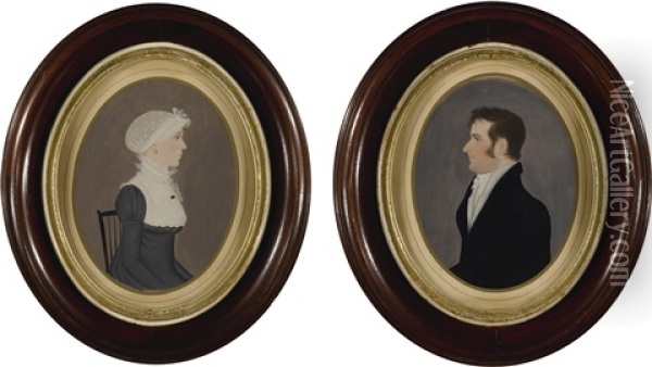 Pair Of Portraits: Mr. And Mrs. George Stevenson Oil Painting - Jasper P. Miles