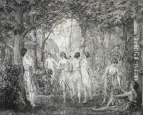 Diana And Nymphs Dancing Oil Painting - Arthur Turnbull Hill
