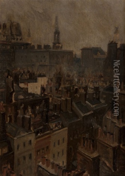 The Quarter: View Of The Old Part Of The Adelphi, London From Joseph Pennell's Window, 1890 Oil Painting - Joseph Pennell