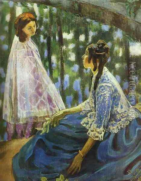 The Pool (detail) 1902 Oil Painting - Viktor Elpidiforovich Borisov-Musatov