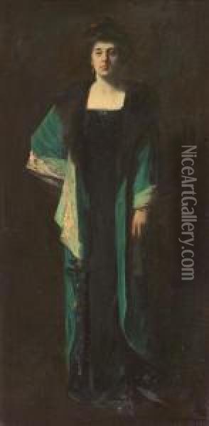 Portrait Of Mrs. Earl Cummings Oil Painting - Frank J. Van Sloun