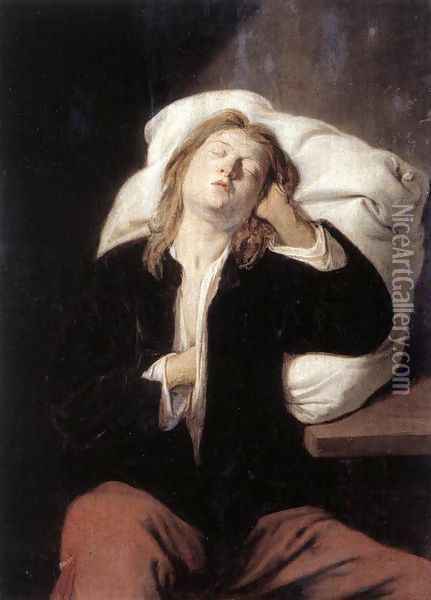 Man Sleeping c. 1649 Oil Painting - David The Younger Ryckaert