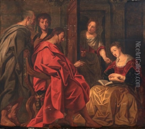 Jesus Chez Marthe Et Marie Oil Painting - Jacob Jordaens