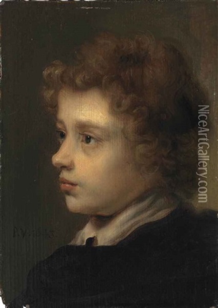 Head Study Of A Young Boy Oil Painting - Pieter Harmensz. Verelst