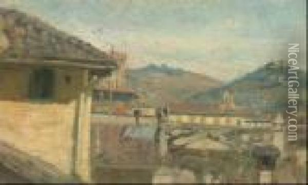 Antichi Tetti Toscani Oil Painting - Cesare Ciani