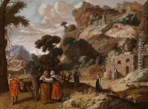 Ruth Deciding To Return To Bethlehem Withnaomi Oil Painting - Jacob Pynas