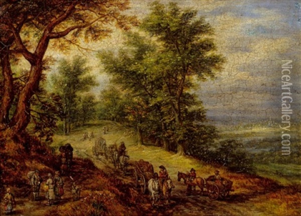 Landstrase Mit Gepackzug Oil Painting - Jan Brueghel the Elder