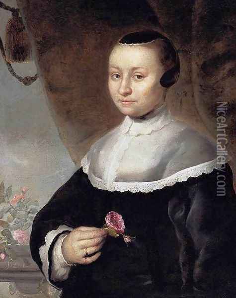 Young Woman with a Rose Oil Painting - Jacob Willemsz II Delff