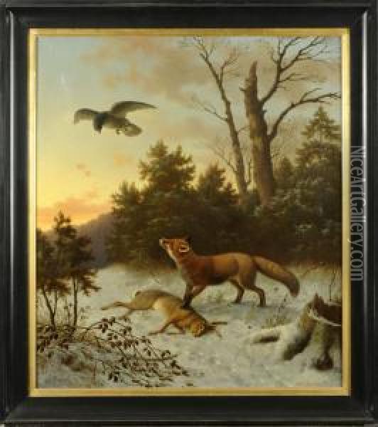 Renard, Lapin Et Aigle Oil Painting - Wilhelm Reinhardt