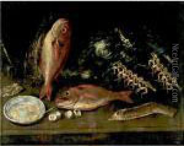 Still Life Of Fish And Frogs Oil Painting - Giuseppe Recco