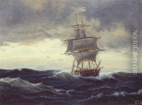 Marine Med Tomaster Oil Painting - Holger Henrik Herholdt Drachmann