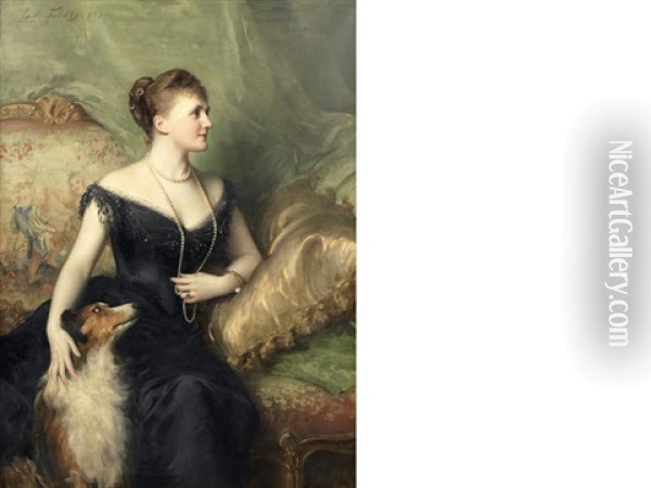 Portrait Of Mrs Arthur James Oil Painting - Sir Samuel Luke Fildes