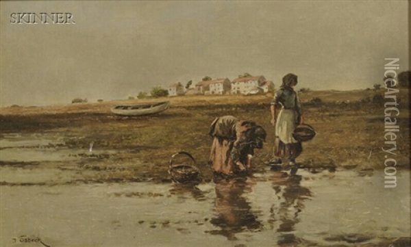 Oyster Gatherers Oil Painting - Josef (Oskar Becker) Osbeck