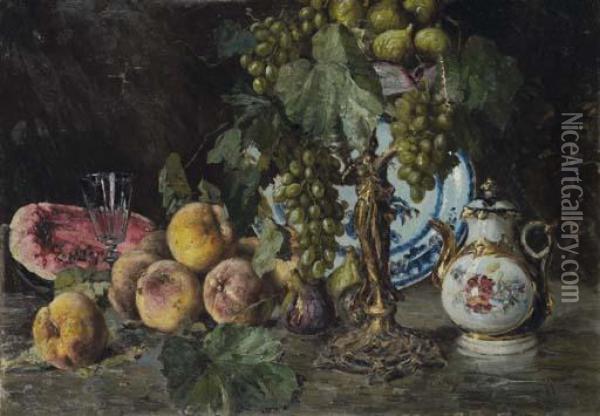 Natura Morta Con Frutta Oil Painting - Giuseppe Giardiello