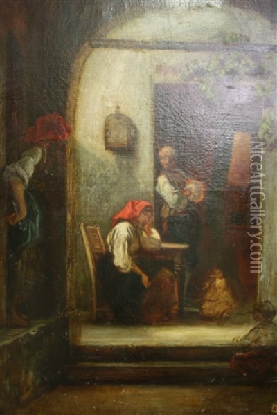 Scene De Genre Oil Painting - Camille Joseph Etienne Roqueplan