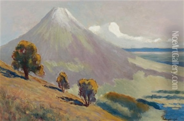 Fuji Yama At Sunlight Oil Painting - John A. Hammond