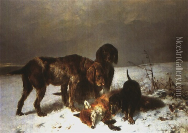 Fuchs Und Jagdhunde Oil Painting - Otto Friedrich Gebler