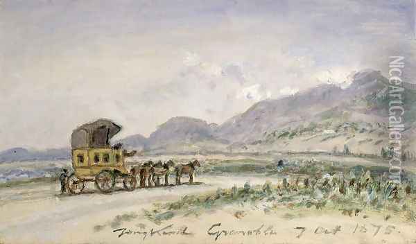 The Diligence from Grenoble to Sassenage, 7th October 1875 Oil Painting - Johan Barthold Jongkind