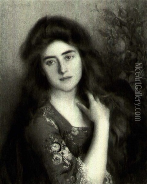 Portrait Of A Girl Oil Painting - Albert Lynch