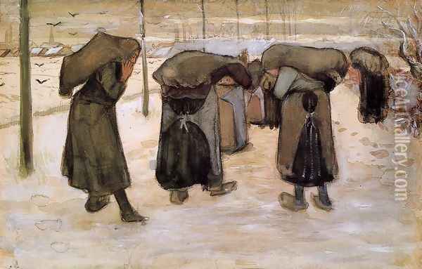 Woman Miners Carrying Coal Oil Painting - Vincent Van Gogh