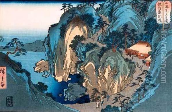 Oban Yoko-e De La Serie Sankai Mitatesumo, Mer Et Montagnes Oil Painting - I,or Ii Hiroshige Iii