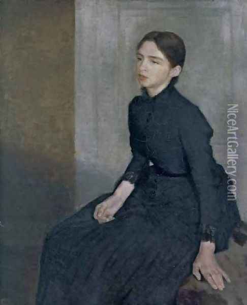 Portrait of a Young Woman Oil Painting - Vilhelm Hammershoi