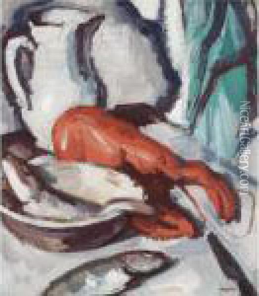 The Lobster Oil Painting - Samuel John Peploe