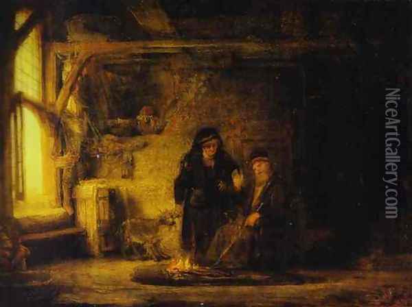 Tobit's Wife with a Goat Oil Painting - Rembrandt Van Rijn