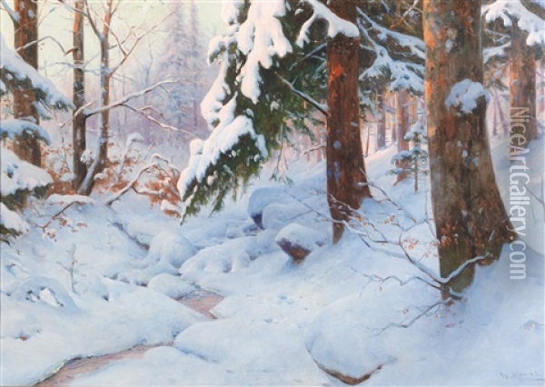 A Winter Day Oil Painting - Walter Moras