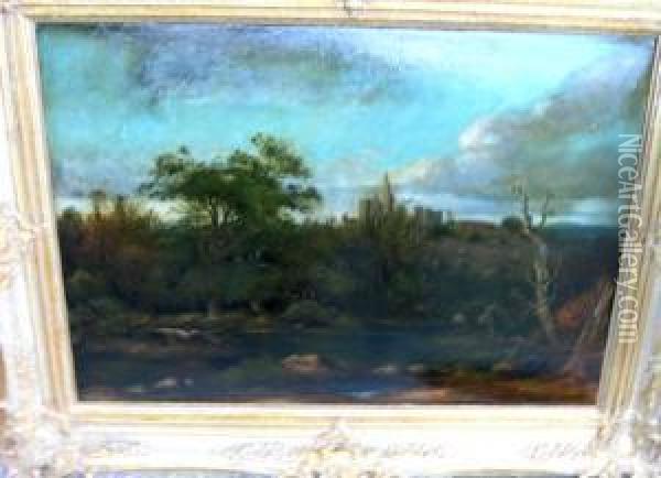 Landschaft Mit Schlossrunie Oil Painting - August Seidel