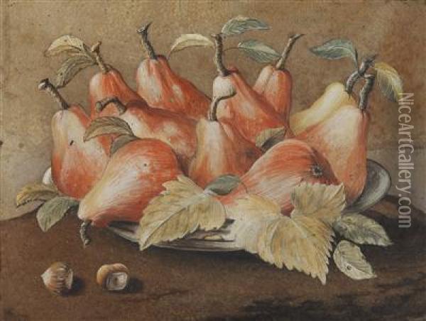 A Still Life With Pears And Hazelnuts Oil Painting - Giovanna Garzoni