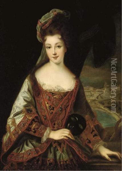 Portrait Of A Lady Said To Be Marie Adelaide De Savoie Oil Painting - Jean-Baptiste Santerre
