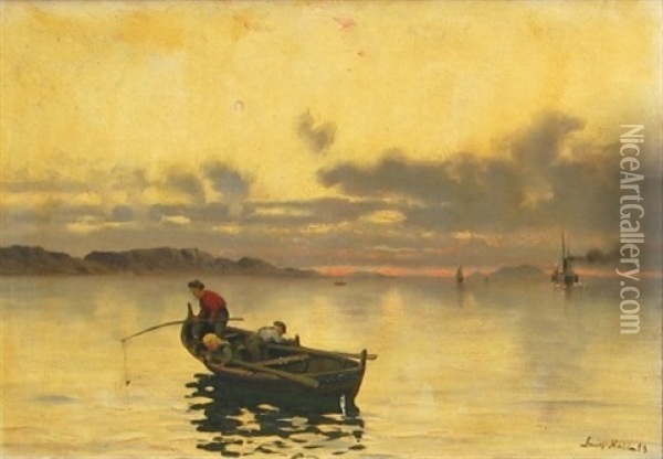 Fishing Oil Painting - Frithjof Smith-Hald