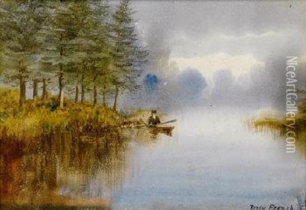 Canoeing On A River Oil Painting - William Percy French