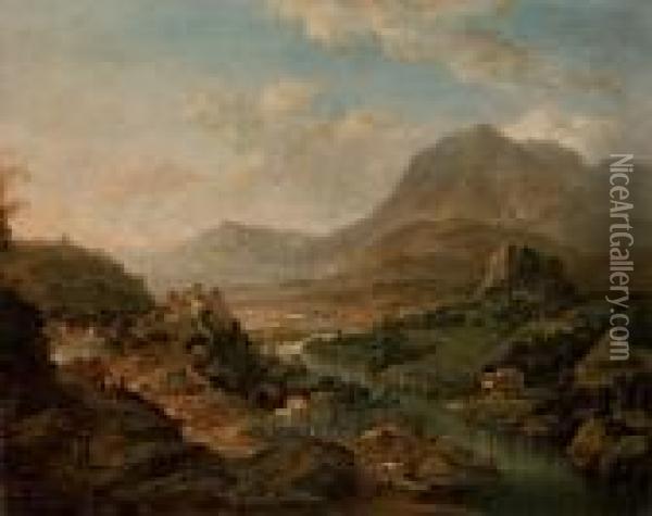 Flusslandschaft Oil Painting - Jan Griffier I