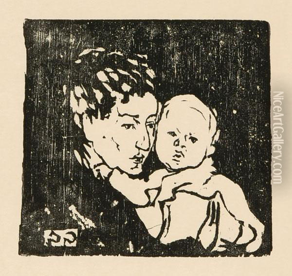 Mutter Undkind. I - Annetta Und Bruno Oil Painting - Giovanni Giacometti