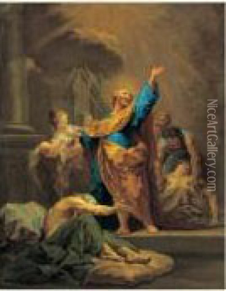 Saint Paul Guerissant Les Malades De Son Ombre Oil Painting - Jean II Restout