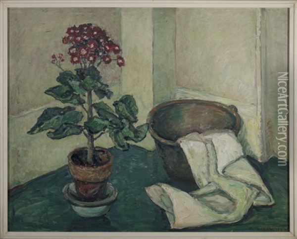 Still-life With Geranium Oil Painting - Russell Cheney