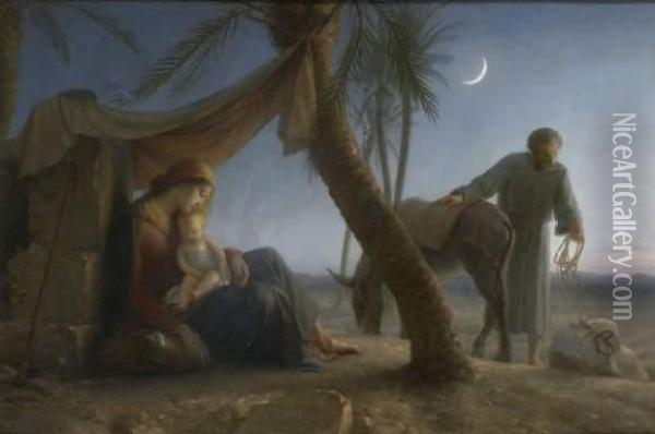 La Fuite En Egypte Oil Painting - Gaston Casimir Saint-Pierre
