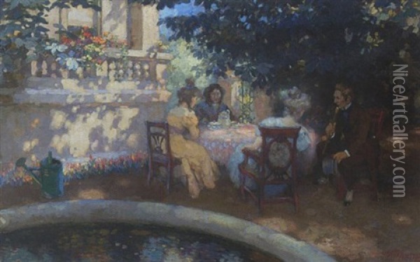 Nachmittagskaffee Im Garten Oil Painting - Paul Paede