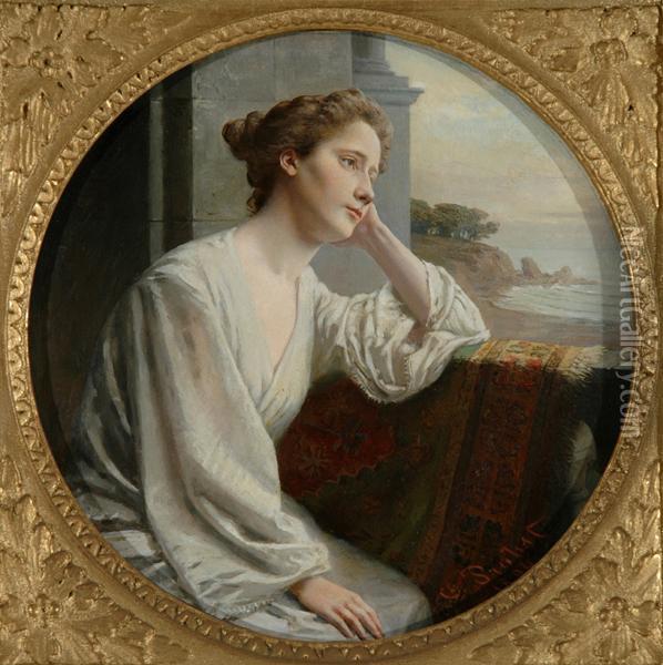 Lady On A Terrace Oil Painting - Georg Balthasar Probst