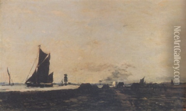 The Thames At Erith Oil Painting - Charles Francois Daubigny