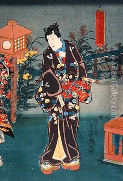 Full Moon Colour plants and flowers Oil Painting - Utagawa Kunisada