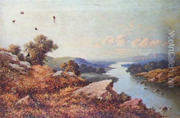 Extensive River Landscape Oil Painting - Edward H. Niemann