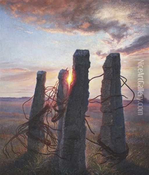 Sunset -traces Of Civilization Oil Painting - Nikolai Alexeievich Kasatkin