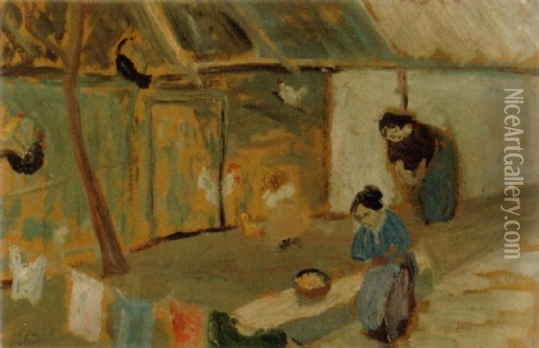Der Huhnerhof, Mallorca Oil Painting - Ernst Traugott Schiess