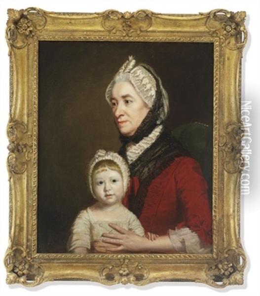 Portrait Of The Hon. Arabella Craven With Her Nurse Oil Painting - Thomas Beach