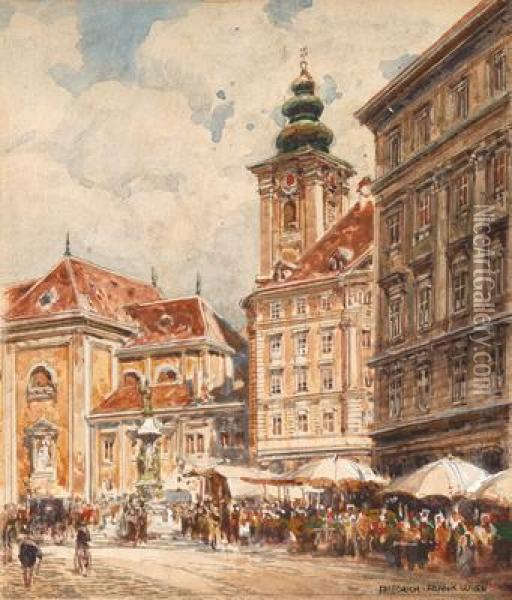 Markt Auf Der Freyung Oil Painting - Friedrich Frank